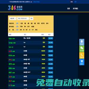 金銳網346.com是廣州市金銳網絡旗下專注于優質拼音、數字、短雜域名交易